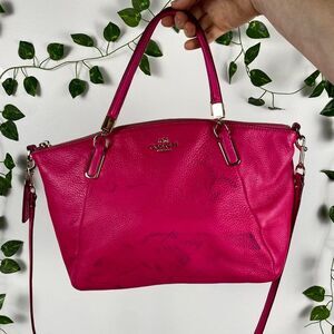 Coach Small Kelsey Satchel Pebble leather pink ruby gold hardware fuchsia 2015 h